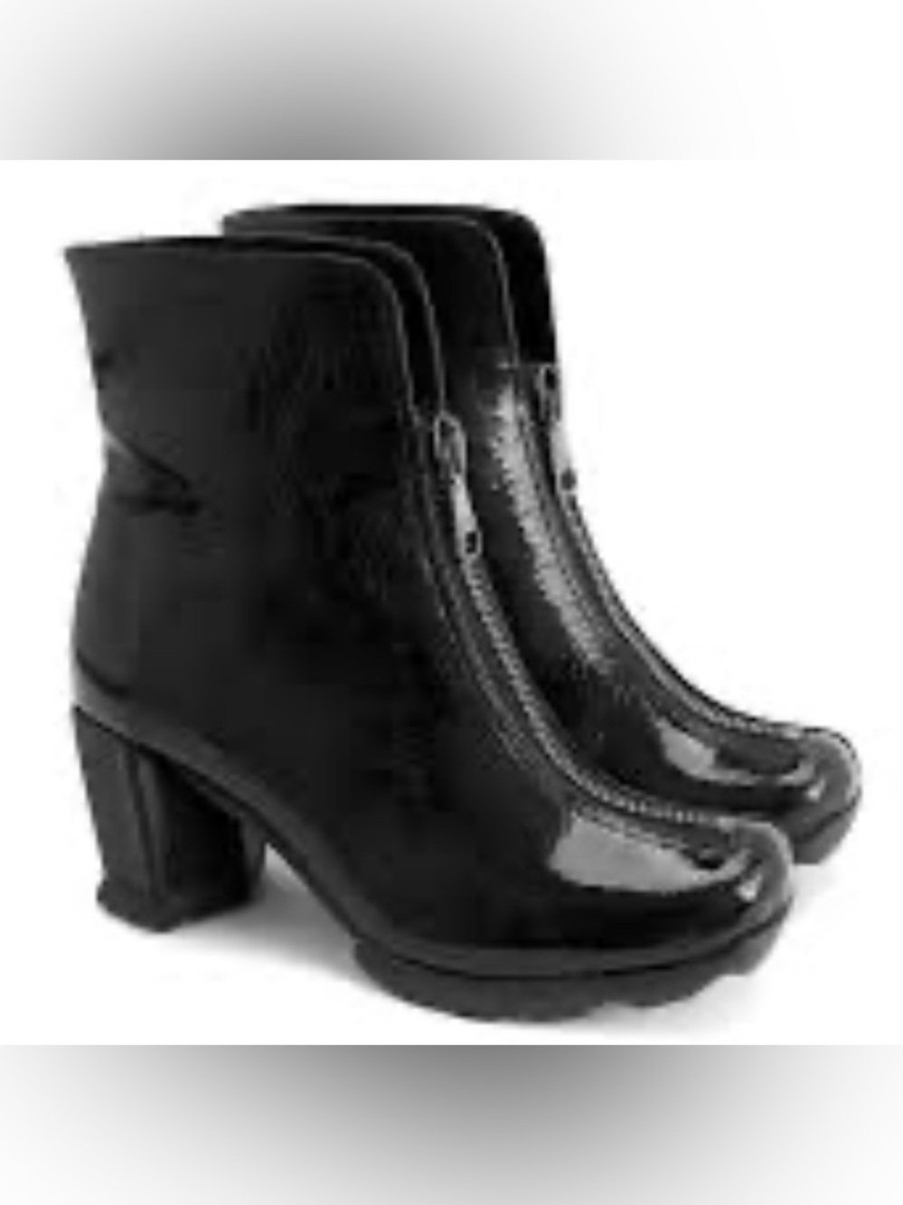 Fluevog EXCELLENT Together Hi Niki black patent leather frontzip heeled boot-7.5 - Picture 16 of 16
